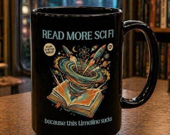 Read More Sci Fi Mug, Funny Science Fiction Booklover Gift