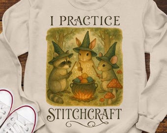 Cottagecore Crochet Sweatshirt: Witchycore Apparel for Halloween