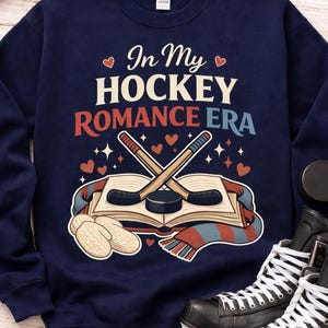 Hockey Romance Era sweatshirt | Skate Mask, Sticks & Scarf Design, Heated Romance Reader sweatshirt, Rivalry book crewneck, Reading top
