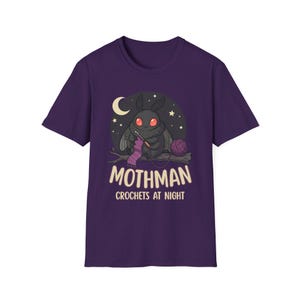 Mothman Crochets at Night Crochet Mothman T-Shirt | Cryptid Goth Crochet, crocheting tshirt, crytpid lover, crocheter gift image 7