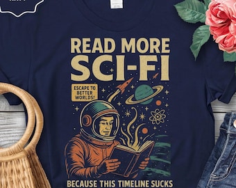 Retro Sci-Fi T-Shirt: Unisex Graphic Tee for Book Lovers
