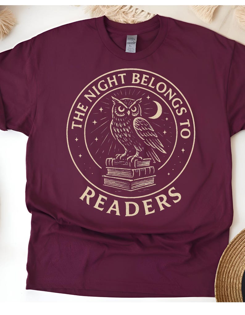 Book lover Tshirt, Night Owl Reader shirt, The Night Belongs to Readers, Literary Apparel, Bookish tee image 2