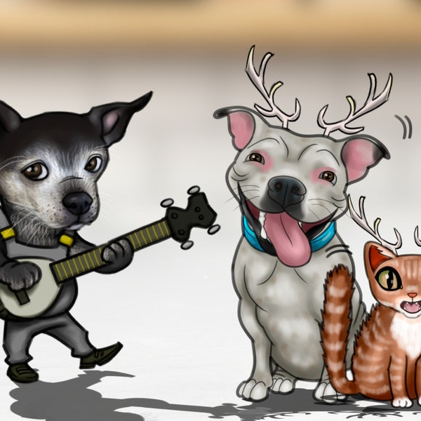 We will add a pet to your caricature.