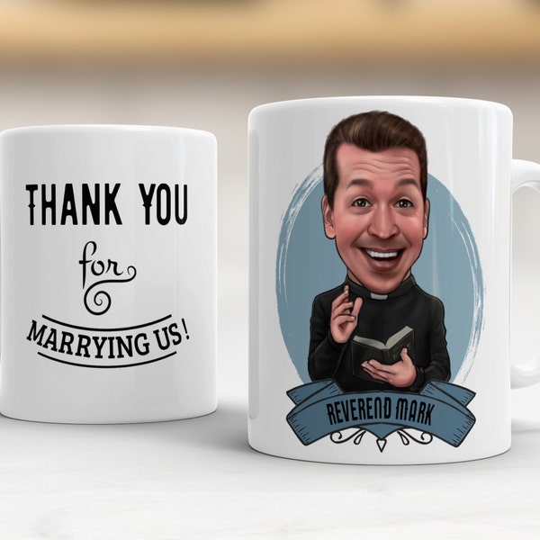 Priest Gift,  Officiant Gift, Gift for Officiant, Gift for priest, Pastor Gift, Gift for Pastore, Minister Gift, Personalized Caricature Mug