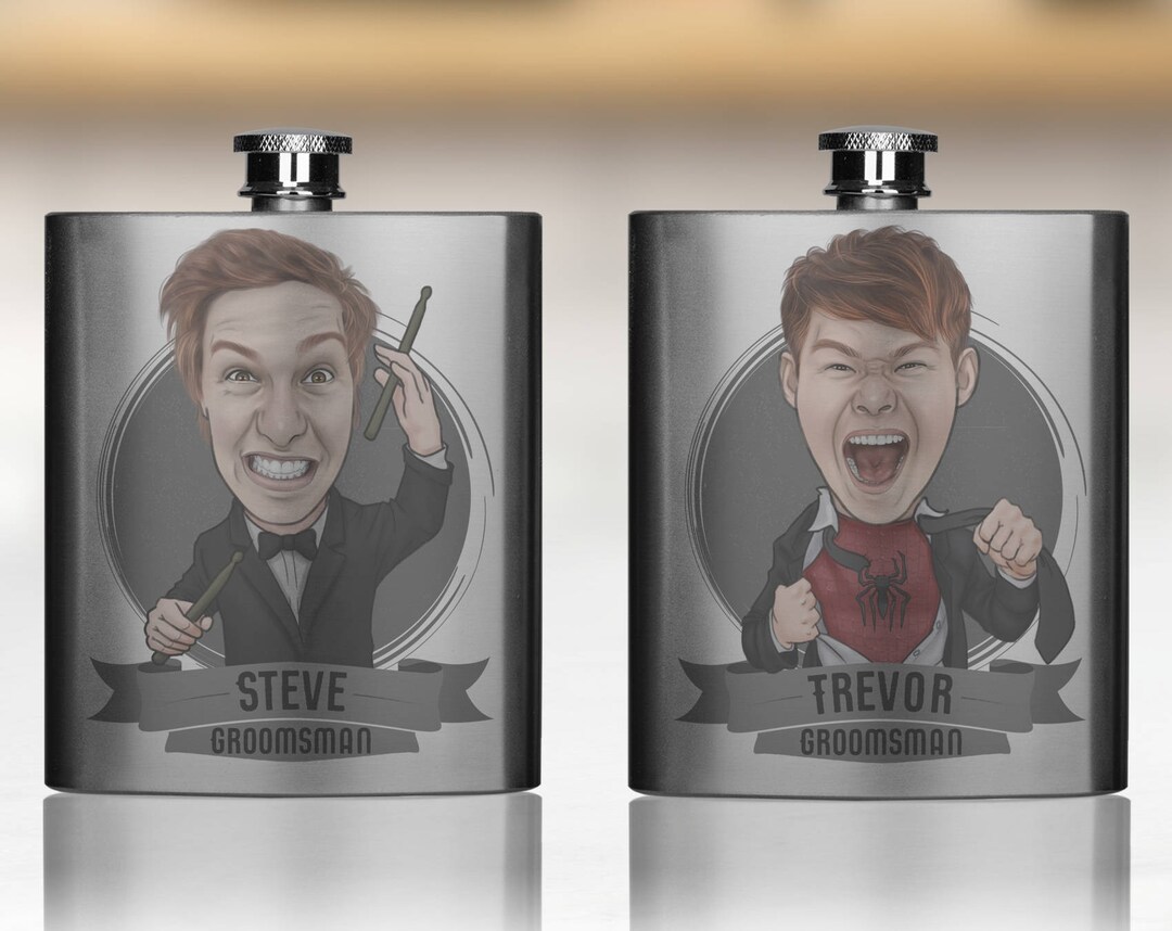 Personalized Flasks for Groomsmen, Best Man Flasks, Custom Photo Flasks