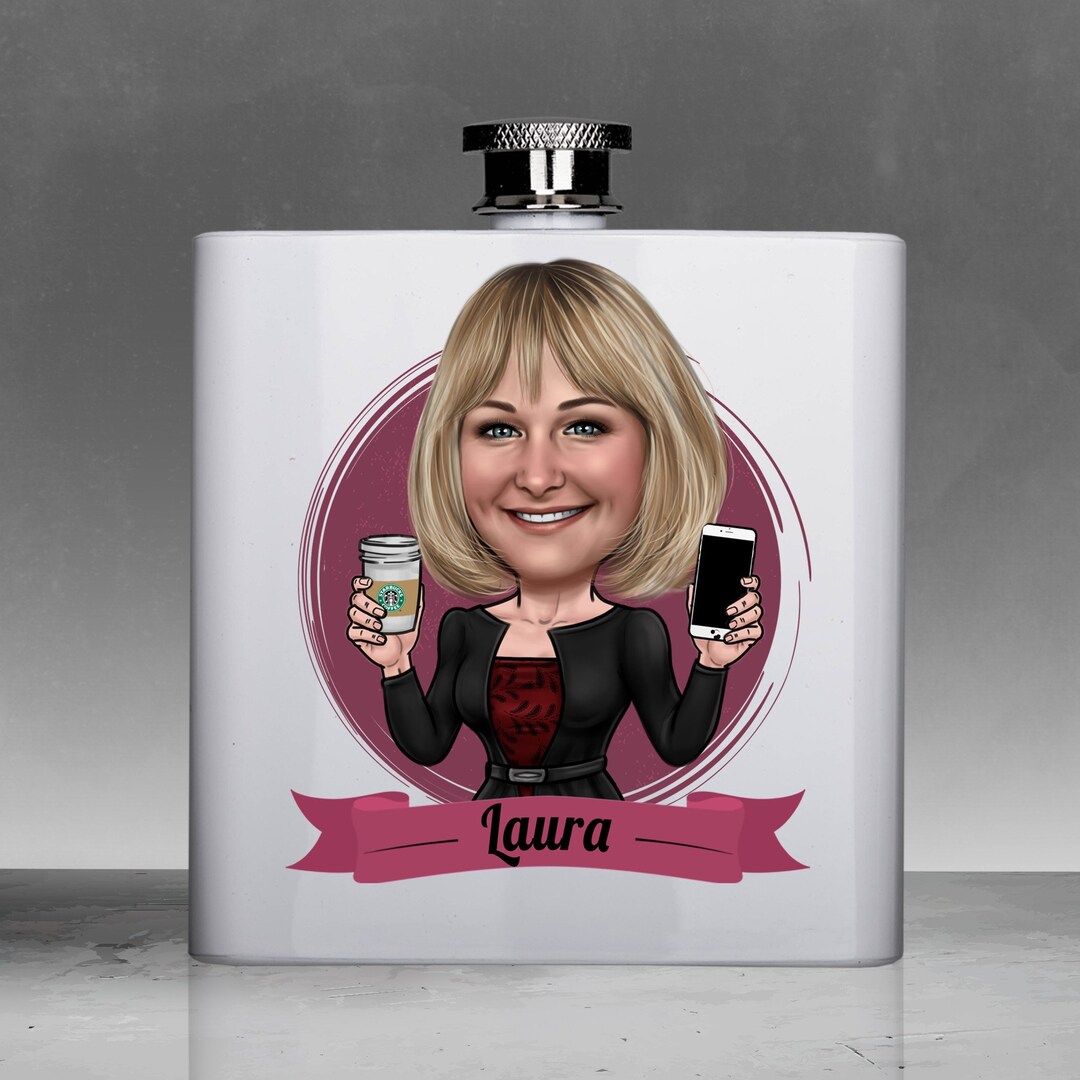 Custom Flask, Personalized Flask, Bridesmaid Flask, Caricature, Gift
