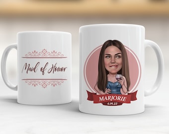 Bridesmaids gift, Bachelorette Party Gift Idea, Wedding gift idea, customized gift idea, personalized caricature mug