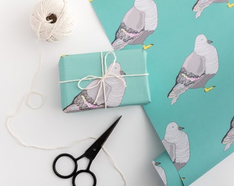 Pigeon wrapping paper - birthday wrapping paper - gift wrap - kitsch gift wrap - vintage gift wrap - London - for her