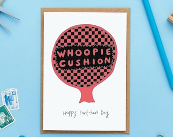 Grappige Vaderdagkaart | Whoopee kussen Dad Joke Card | Kaart met scheetthema voor vader of stiefvader | Humoristische Vaderdaggroet