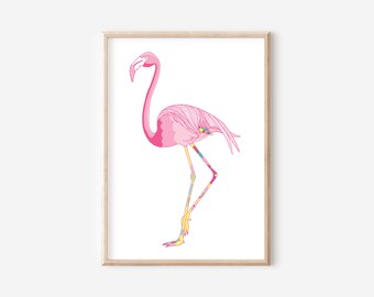 Flamingo print, Tropical Print, Flamingo Poster, Flamingo Art, Pink Flamingo, Animal Print, Nursery Print, Nursery Decor, Girls Room Decor