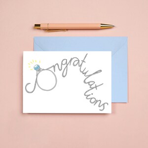 Verlobungskarte | Diamant Ring Karte | Herzlichen Glückwunsch Verlobung Karte | Typografie Engagement Karte