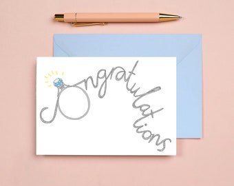 Engagement Card | Diamond Ring Card | Congratulations Engagement Card | Typography Engagement Card