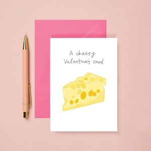 Tarjeta de San Valentín con queso / Tarjeta divertida del día de San Valentín / Tarjeta amante del queso