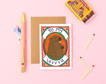 Quirky Love Card | Cute Beaver Design for Birthday | Funny Anniversary or Valentine’s Day Card | Cute Mini A7 Card