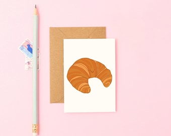 Mini Croissant Greeting Card | Cute Foodie Card | Small A7 Card with Envelope | Bakery Pastry Stationery | Eco Friendly Card