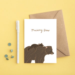 Mother's Day card illustration of mummy bear carrying baby bear on her back