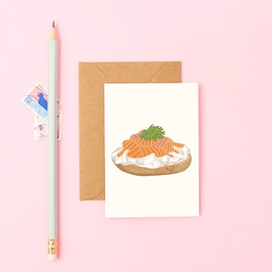 Mini Lox Bagel Card | Tiny NYC Food Card | Presente fofo de delicatessen | Saudação divertida para brunch | Papelaria ecológica