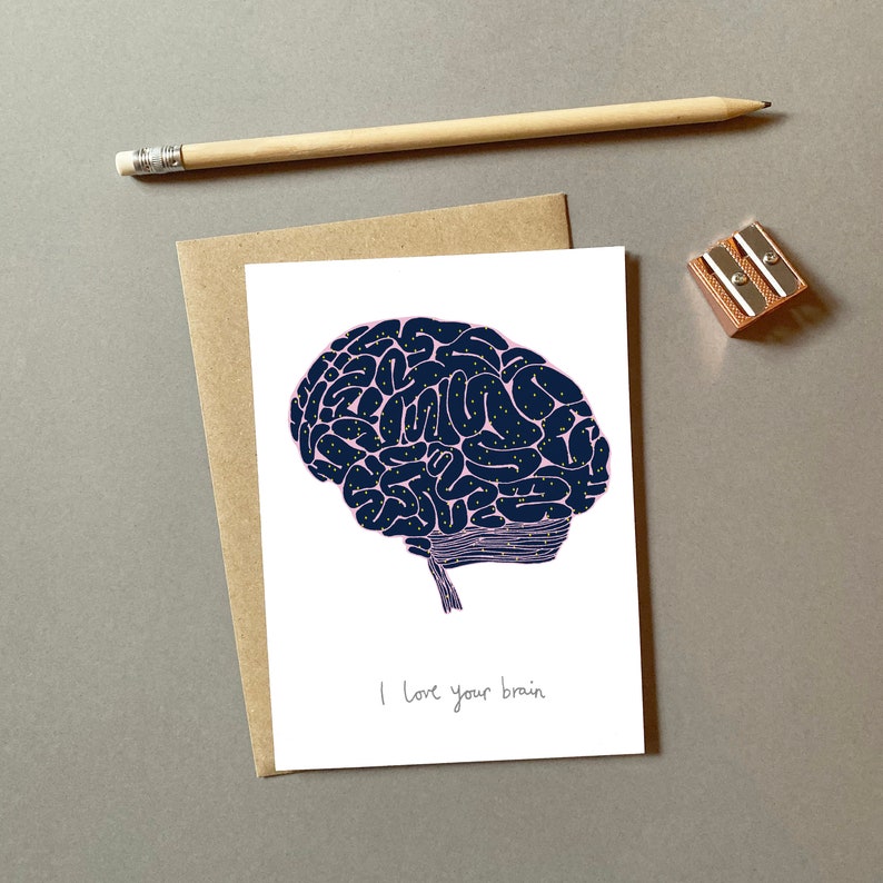 Ich liebe dein Gehirn Liebeskarte Jubiläumskarte Prüfungspasskarte Gut gemachte Karte Lehrerkarte Studentenausweis Bild 4