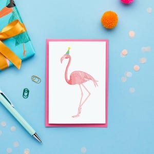 Flamingo Birthday Card | Kids Birthday Card | Tropical Themed Birthday Card | Bird Birthday Card | Colourful Birthday Card
