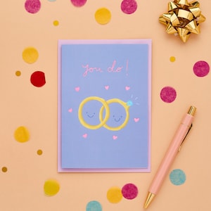 Du Tust! Süße Hochzeitskarte | Gender Neutral Hochzeitskarte | Süße Paar Karte | Handgezeichnete Hochzeitsringe Karte | Einzigartige Hochzeitskarte