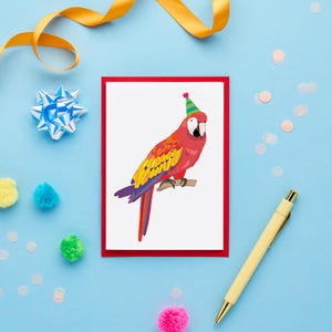Parrot Birthday Card | Tropical Birthday Card | Kids Birthday Card | Bird Birthday Card | Animal Themed Birthday Card
