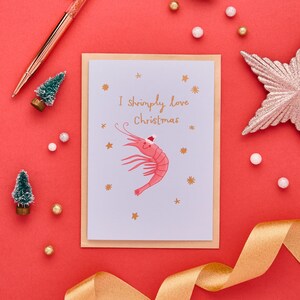 I Shrimply Love Christmas Card | Fun Holiday Greeting Card | Shrimp Christmas Card | Cute Christmas Card | Funny Christmas Card