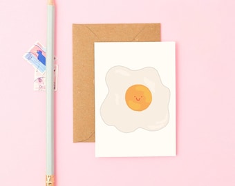 Mini carte d'oeuf au plat | Carte de voeux mignonne de petit déjeuner | petite carte de correspondance pour le brunch | Carte originale d'amant d'oeufs | Carte de Pâques amusante