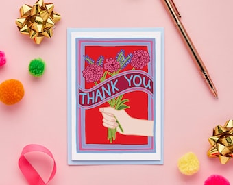 Thank You Cards, 70's Thank You Card, Thank You Card, Illustration
