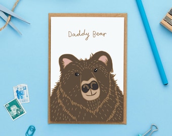 Daddy Bear Father’s Day Card | Cute Illustrated Bear Card for Dad | Animal Card for Daddy from Kids | UK Father's Day Card