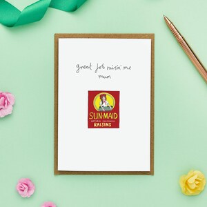 Tarjeta divertida para el Día de la Madre / Gracias por Raisin Me Mum / Raisin Pun / Tarjeta divertida para mamá / Regalo para el Día de la Madre de un niño