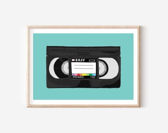 VHS Print | Movie Lover Gift | TV and Film Print | Video Cassette Print | Gift For Him | Gift For Her | 80's Print | 90's Print