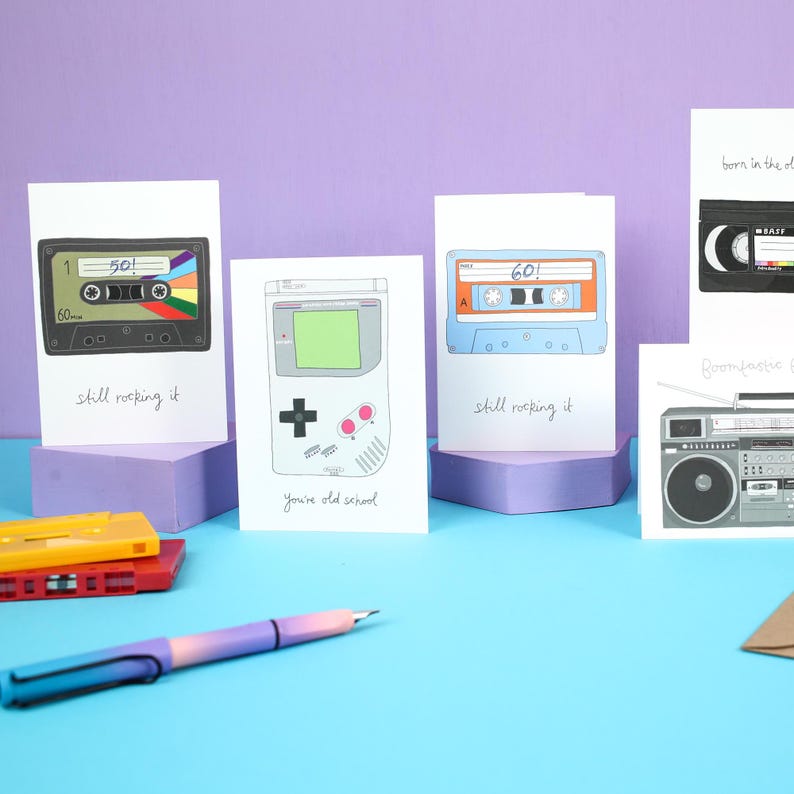 Retro birthday cards from You've got pen on your face