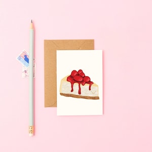 Mini Beeren-Käsekuchen Karte | Süßer Dessert Gruß | Kleines süßes Leckerbissen Geschenk | Kleine Bäckerei Karte | Süßes Foodie Briefpapier