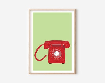 Rotary Phone Print | Retro Wall Art | Retro Print | Vintage Phone Print | Housewarming Gift | Telephone Print | 70's Print
