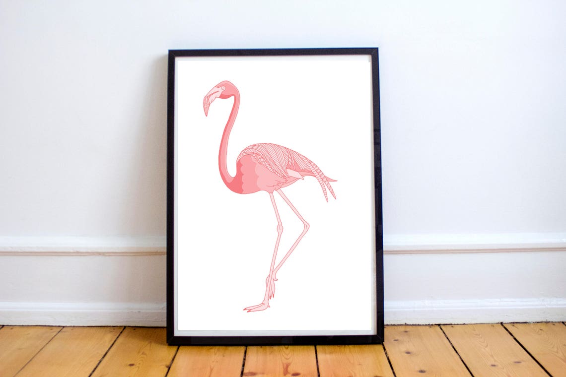Illustration Print Nursery Print Flamingo Art Prints | Etsy
