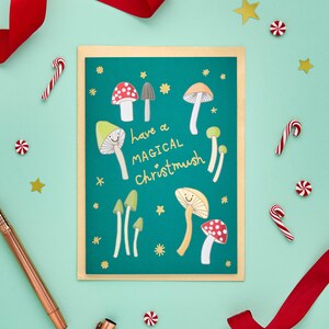 Magical Christmush Card | Magic Mushroom Christmas Card | Quirky Holiday/Christmas Card | Fun-gi Christmas Card | Humorous Christmas Card