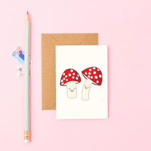 Mini-champignons magiques | Salutation mignonne de forêt | Petite note de conte de fées | Petit cadeau nature | Papeterie fantaisiste | Carte écologique