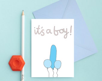 C'est un garçon drôle carte de vœux | Carte de naissance | Nouvelle carte bébé garçon | Carte nouveau-né drôle | C'est un garçon | Carte de révélation de genre
