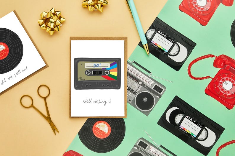 50th birthday card and matching gift wrap