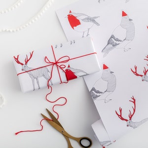 Carta da regalo natalizia Renna / Piccione / Carta da regalo natalizia Pettirosso / Carta da regalo / Natale classico / Cappello di Babbo Natale / Piccione di Natale