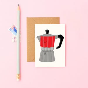 Mini tarjeta de café / Linda tarjeta de felicitación de barista / Pequeña tarjeta para amantes del espresso / Divertida tarjeta de regalo de café / Nota de café peculiar / Pequeña cafetera