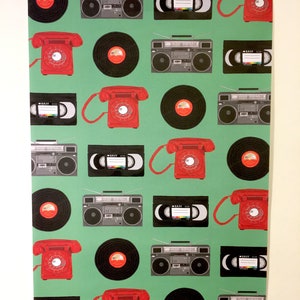 Retro wrapping paper birthday wrapping paper gift wrap retro music 80's birthday retro party boombox record vinyl image 7