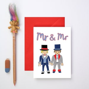 Cartão de casamento | Sr. e Sr. | Cartão do noivo e do noivo | Cartão de casamento gay | Cartão de recém-casados | Cartão de casamento engraçado | Cartão de casamento do orgulho | LGBTQ+