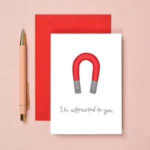 Tarjeta de San Valentín magnética / Tarjeta de San Valentín divertida / Tarjeta de amor / Tarjeta de aniversario / ¡Me atraes tú!