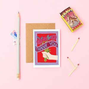 Tarjeta de agradecimiento Bloomin' Lovely / Tarjeta de agradecimiento con diseño floral con encanto vintage / Mini tarjeta A7