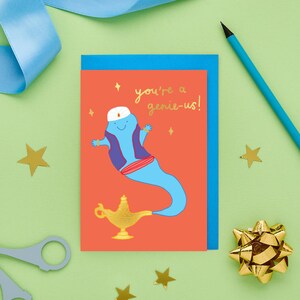 You’re a Genie-Us Card | Funny Congratulations Card | Well Done Card | Exam Pass Card | Gold Foil Finish