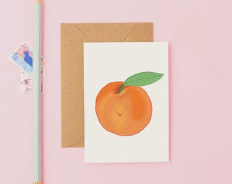 Mini tarjeta de melocotón / Tarjeta de amor atrevida / Papelería coqueta / Mini tarjeta A7