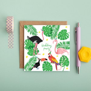 CARTÃO DE ANIVERSÁRIO - cartão desenhado à mão - festa de aniversário - pássaros - cartão engraçado - cartão de felicitações - cartões infantis - ilustração - cartões de aniversário engraçados