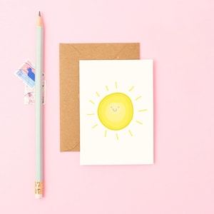 Mini Sunshine Card | Happy Greeting | Small Cheerful Note | Tiny Positive Gift | Cute Just Because Card | Quirky Stationery