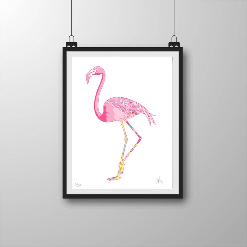 Flamingo print, Tropical Print, Flamingo Poster, Flamingo Art, Pink Flamingo, Animal Print, Nursery Print, Nursery Decor, Girls Room Decor image 3